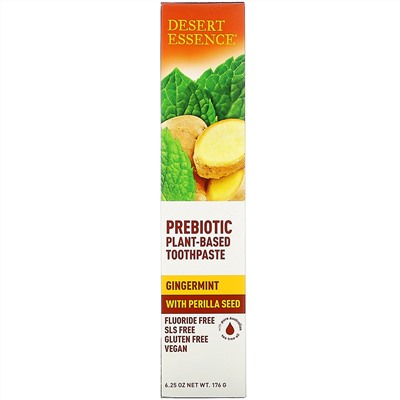 Desert Essence, Prebiotic, Plant-Based Toothpaste, Gingermint,  6.25 oz (176 g)