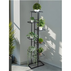 Подставка для цветов Greengo, 8 полок, 43×22×141 см, напольная, металл, чёрная