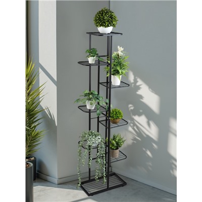 Подставка для цветов Greengo, 8 полок, 43×22×141 см, напольная, металл, чёрная