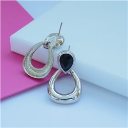 Серьги бижутерия с камнем, вставка: фианиты, цвет: черный, арт.101.265