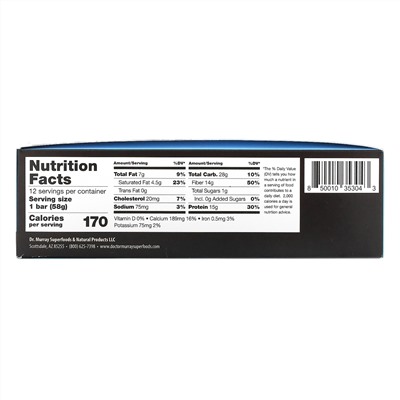 Dr. Murray's, Superfoods Protein Bars, Cookie Dough Delight, 12 Bars, 2.05 oz (58 g) Each