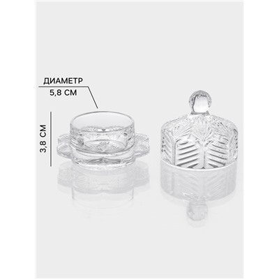 Икорница «Цветок», 65 мл, 8.7×8.2 см, с крышкой, стекло, прозрачная