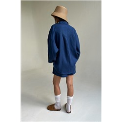 Костюм лён  SET019/29/Синий