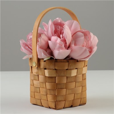 Корзина плетёная для хранения, 13×13×11 см, ручка h=12 см, секвойя, цвет натуральный