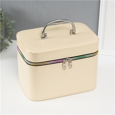 Набор шкатулок для украшений с зеркалом «Ромбы», 3 шт., искусственная кожа, сливки