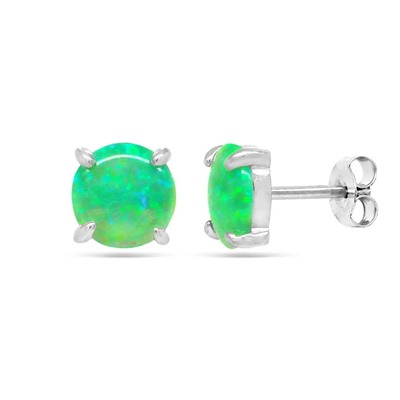 Серьги из серебра опал зеленый, МОВ0328