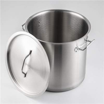 Кастрюля Hanna Knövell HoReCa, 20 л, толщина 0.8 мм, 201 сталь, с крышкой, с теплораспределительным слоем, индукция, нержавеющая сталь