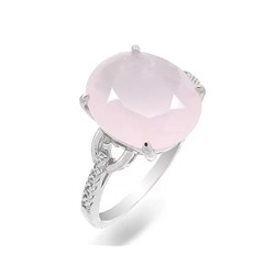 Кольцо из серебра розовый кварц, МЦВ950