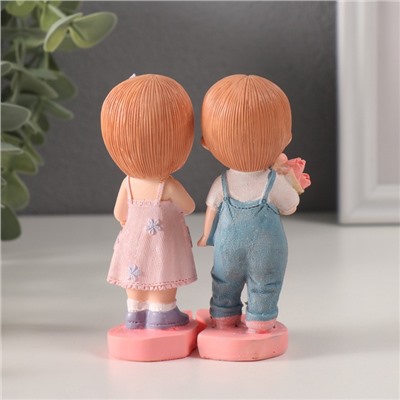 Набор фигурок полистоун «Парочка с сердцем и с букетом», 2 шт., 7×6.5×11 см