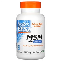 Doctor's Best, МСМ с OptiMSM, 1500 мг, 120 таблеток