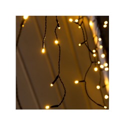 Гирлянда «Бахрома» 3×0.6 м, IP44, УМС, тёмная нить, 100 LED, свечение тёплое белое, мерцание, 24 В
