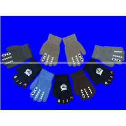 Перчатки детские, подростковые с начесом с прикольным принтом арт. 0703