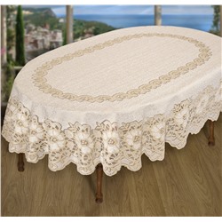 Скатерть арт.  242871/150/3, овальная, размеры: 150 см х 250 см  цвет: кремово-золотистый