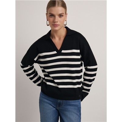 Вязаные джемперы CONTE Джемпер-поло объемного силуэта из пряжи с шерстью LDK 2390