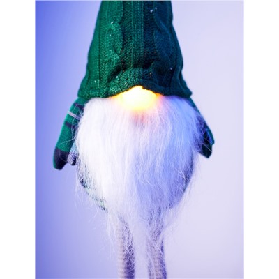 Фигура «Гном в зелёном» 54 см, текстиль, 1 LED, от батареек AG13×3, свечение тёплое белое