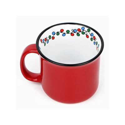 Кружка керамическая, новогодняя «Гирлянда», 450 мл