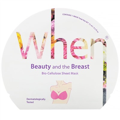 When Beauty, Beauty and the Breast, Bio-Cellulose Sheet Mask, 2 Sheets, 0.5 fl oz (15 ml) Each