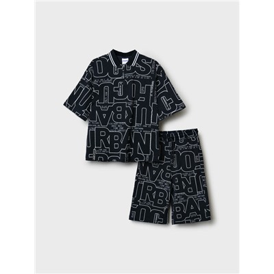 Комплект трикотажный для мальчиков: джемпер с воротником поло, шорты