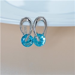 Серьги ювелирная бижутерия покрытие посеребрение, вставка: фианиты, цвет: голубой, арт.314.306