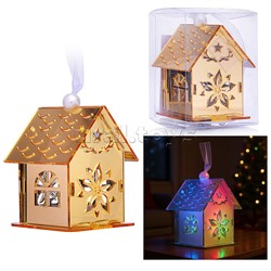 Новогоднее украшение "Домик" со светом, золото