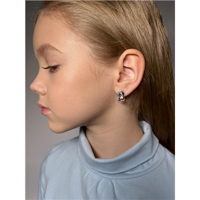 Серьги из серебра с эмалью и фианитами родированные 925 пробы 5058р