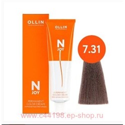 OLLIN "N-JOY" 7/31 - русый золотисто–пепельный, перманентная крем-краска для волос 100мл
