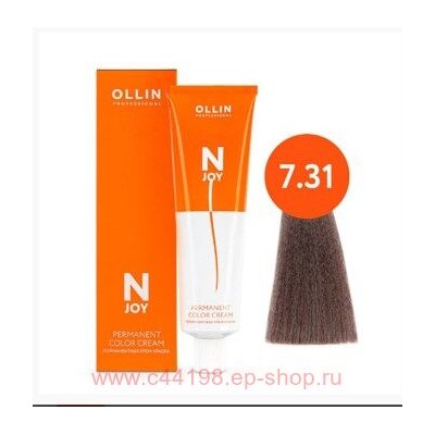 OLLIN "N-JOY" 7/31 - русый золотисто–пепельный, перманентная крем-краска для волос 100мл
