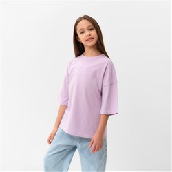 Футболка для девочки однотонная MINAKU: Basic Line, сиреневая, рост 98 см