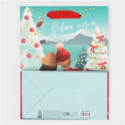 Пакет подарочный новогодний ламинированный «С Новым годом», MS 18×23×10 см