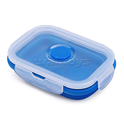 Ланчбокс складной герметичный прямоугольный, 350 мл, 13x9,5x6,5 см, темно-синий