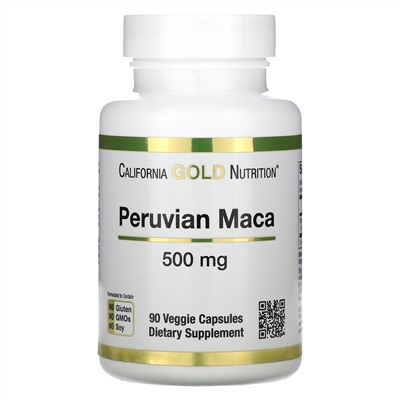California Gold Nutrition, перуанская мака, 500 мг, 90 вегетарианских капсул
