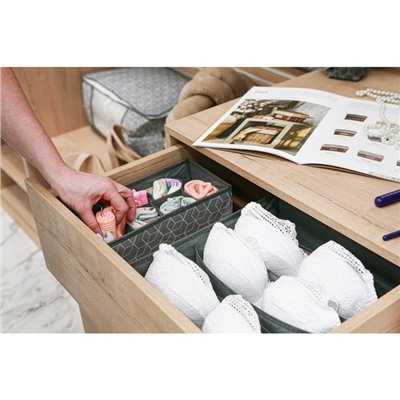 Органайзер для хранения белья Доляна «Фора», 7 ячеек, 34×30.5×10 см, серый