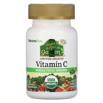 Nature's Plus, Source of Life Garden, сертифицированный органический витамин C, 60 растительных капсул