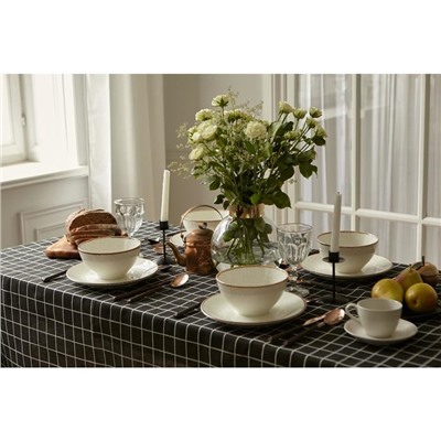 Скатерть «Доляна. Клетка», 145×200±3 см, рогожка 130 г/м², чёрная