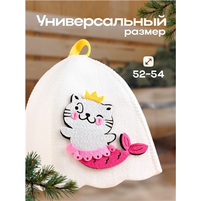 Шапка для бани и сауны «Ариэль», полиэстер, детская, белая