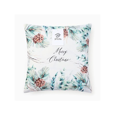 Наволочка декоративная новогодняя «Этель. Merry Christmas», с шишками, 40×40 см, велюр