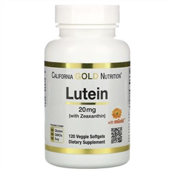 California Gold Nutrition, лютеин с зеаксантином, 20 мг, 120 растительных мягких таблеток