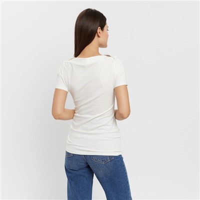 Футболка женская с вырезом лодочка MINAKU: Basic line, цвет ваниль, размер 42