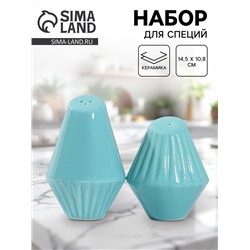 Солонка и перечница «Геометрия», 14.5×10.8 см, голубые