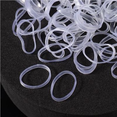 Силиконовые резинки для волос, набор - 800 (± 50) шт., d=1.3 см, 50 г, прозрачная