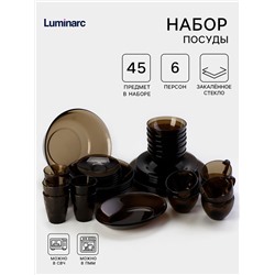 Столовый сервиз Luminarc «Амбьянте», 45 предметов, стекло, коричневый