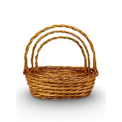 Корзина плетёная для хранения Garden, ива, овальная, цвет натуральный, набор 3 шт.