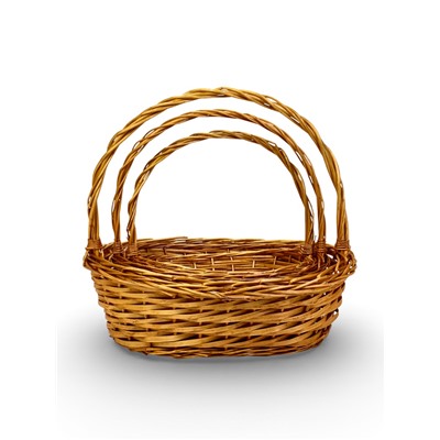 Корзина плетёная для хранения Garden, ива, овальная, цвет натуральный, набор 3 шт.