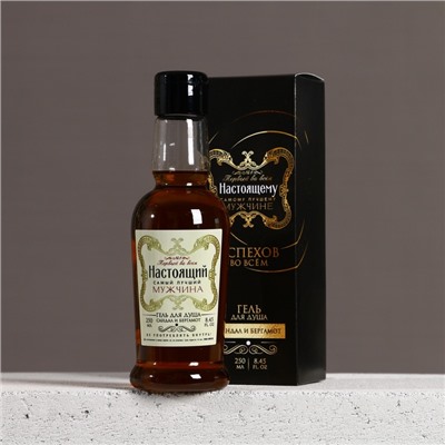 Гель для душа коньяк «Настоящему мужчине», 250 мл, аромат сандала и бергамота, Чистое счастье