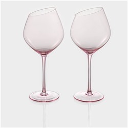 Бокалы для вина Magistro «Иллюзия», 550 мл, 10×24 см, набор 2 шт., стекло, розовые
