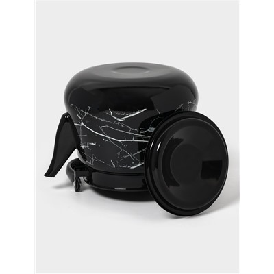 Чайник эмалированный «Чёрный мрамор», 3.5 л, металлическая ручка