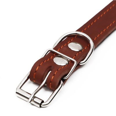 Ошейник кожаный на синтепоне, 56×2.5 см, ОШ 35-45 см, коричневый