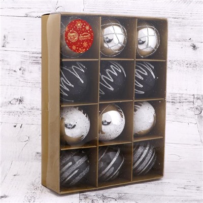 Ёлочные игрушки «Мерида», шары новогодние, d=6 см, набор 12 шт.