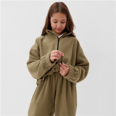 Толстовка флисовая для девочки MINAKU: Fleece Soft, светло-зелёная, рост 170 см