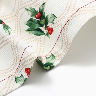 Дорожка на стол Этель «Новогоднее украшение» 30×70 см, 100% хлопок, саржа 190 г/м², бежевая/красная